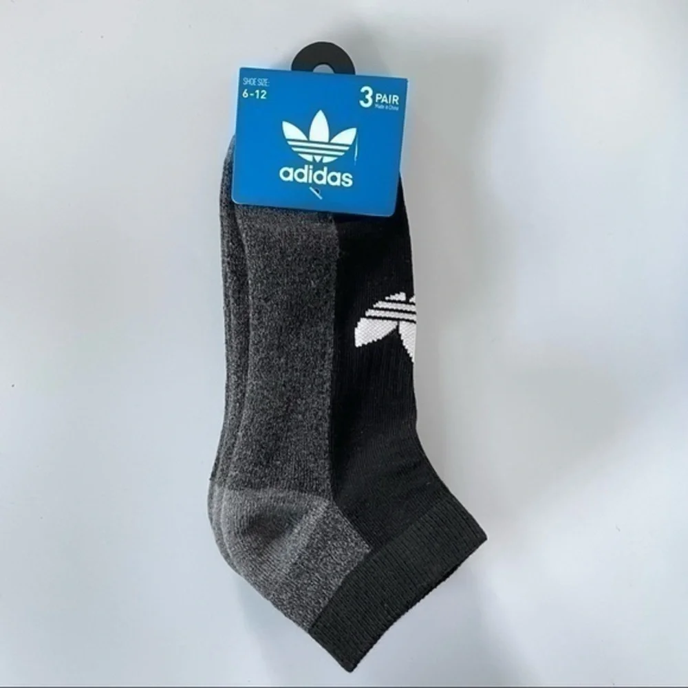 Adidas men’s low cut socks 3 pack size 6-13 gray black gray white